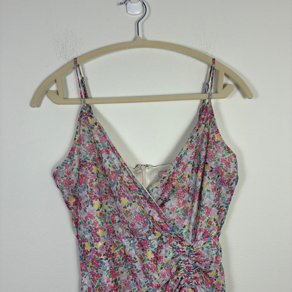 BCBGeneration‎ Floral Mesh Ruched Mini Dress Women's 10 Summer Party Going Out - Picture 3 of 6